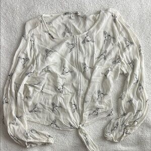 Gypsies & Moondust White and Black Longhorn Printed Blouse size XL